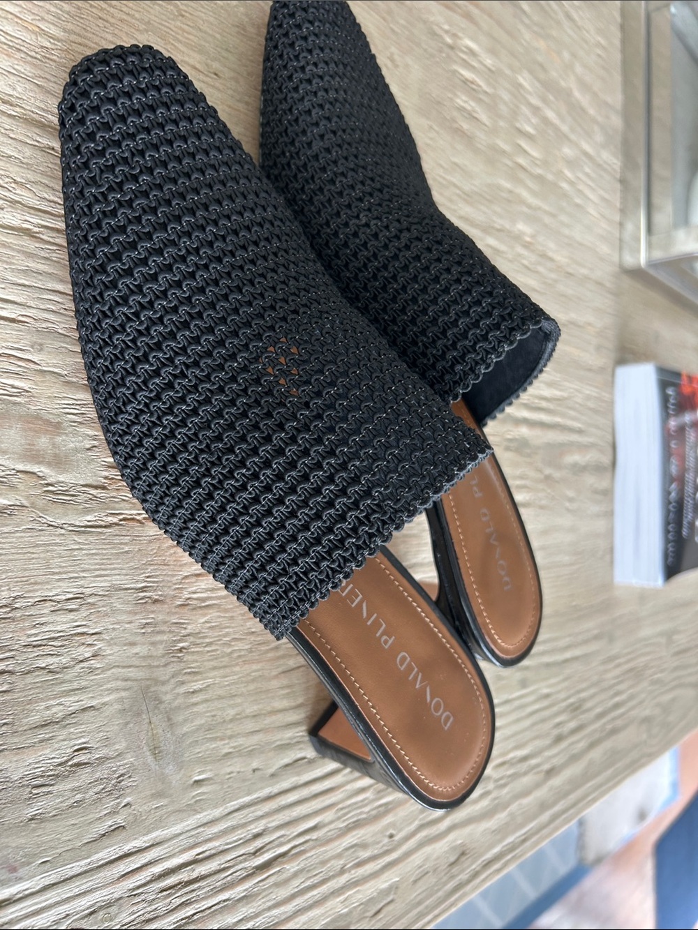 Donald J. Pliner Black Woven Slip-On Mule